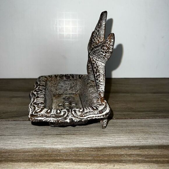 Cast Iron Soap Dish Antiqued White Star Fish Natical Decor Bathroom Kitchen Sink - Picture 7 of 8